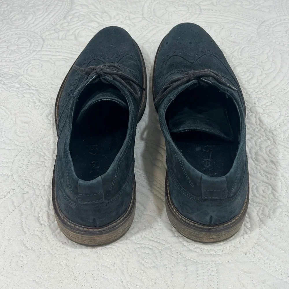 Ecco Vitrus Mens US 12 EU46 Black Wingtip‎ Suede Leather Oxford Shoes